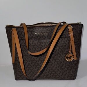 Michael Kors Dark Brown Signature Leather Tote Bag Shoulder Bag